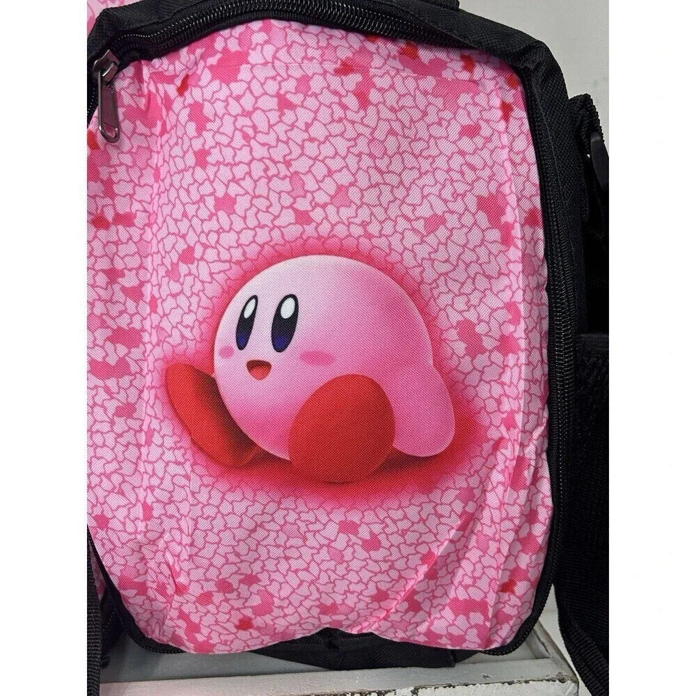 Kirby Cartoon Game Student School Backpack 3pc Set Insulated‎ Lunch Bag Pen Bag